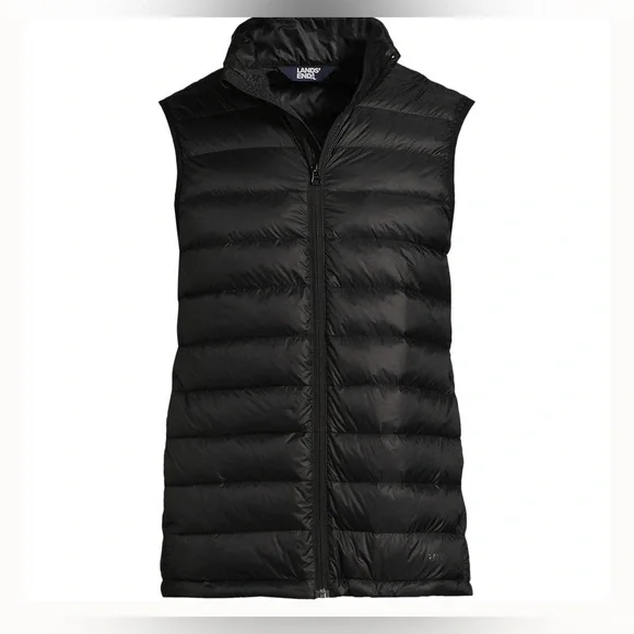 Lands' End Men's Black Puffer Vest - Picture 3 of 9